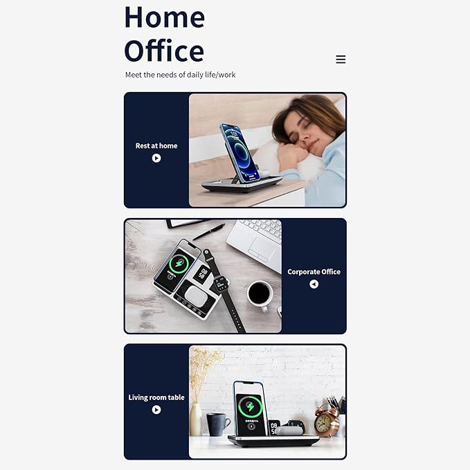 4 In 1 Foldable Fast Wireless Chargeing Station For iPhone 17~12 Series iWatch AirPods Fast Charger Stand for Samsung Xiaomi