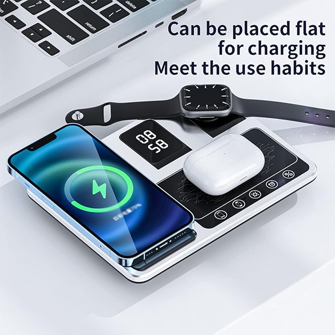 4 In 1 Foldable Fast Wireless Chargeing Station For iPhone 17~12 Series iWatch AirPods Fast Charger Stand for Samsung Xiaomi