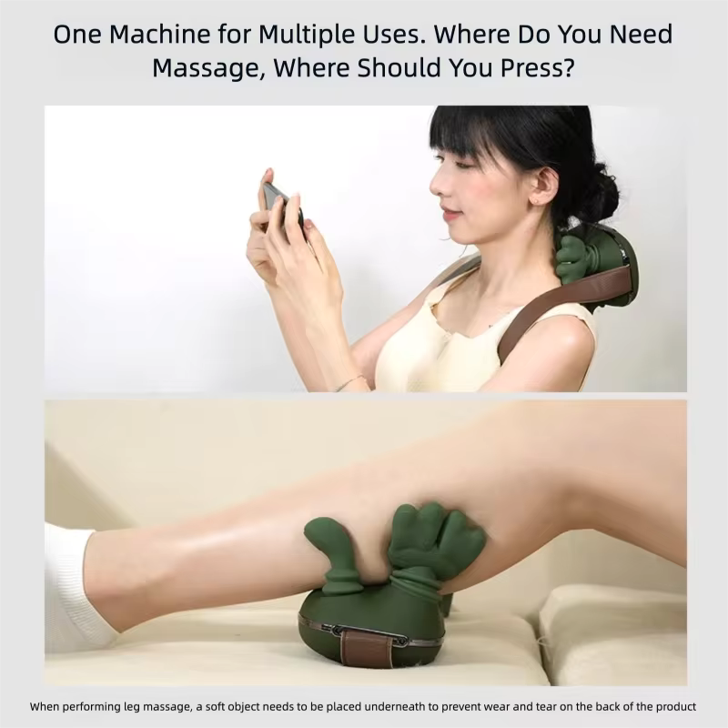 Portable Bionic Heated Neck & Back Massager 4D Shiatsu Kneading, Cordless Deep Tissue Relief