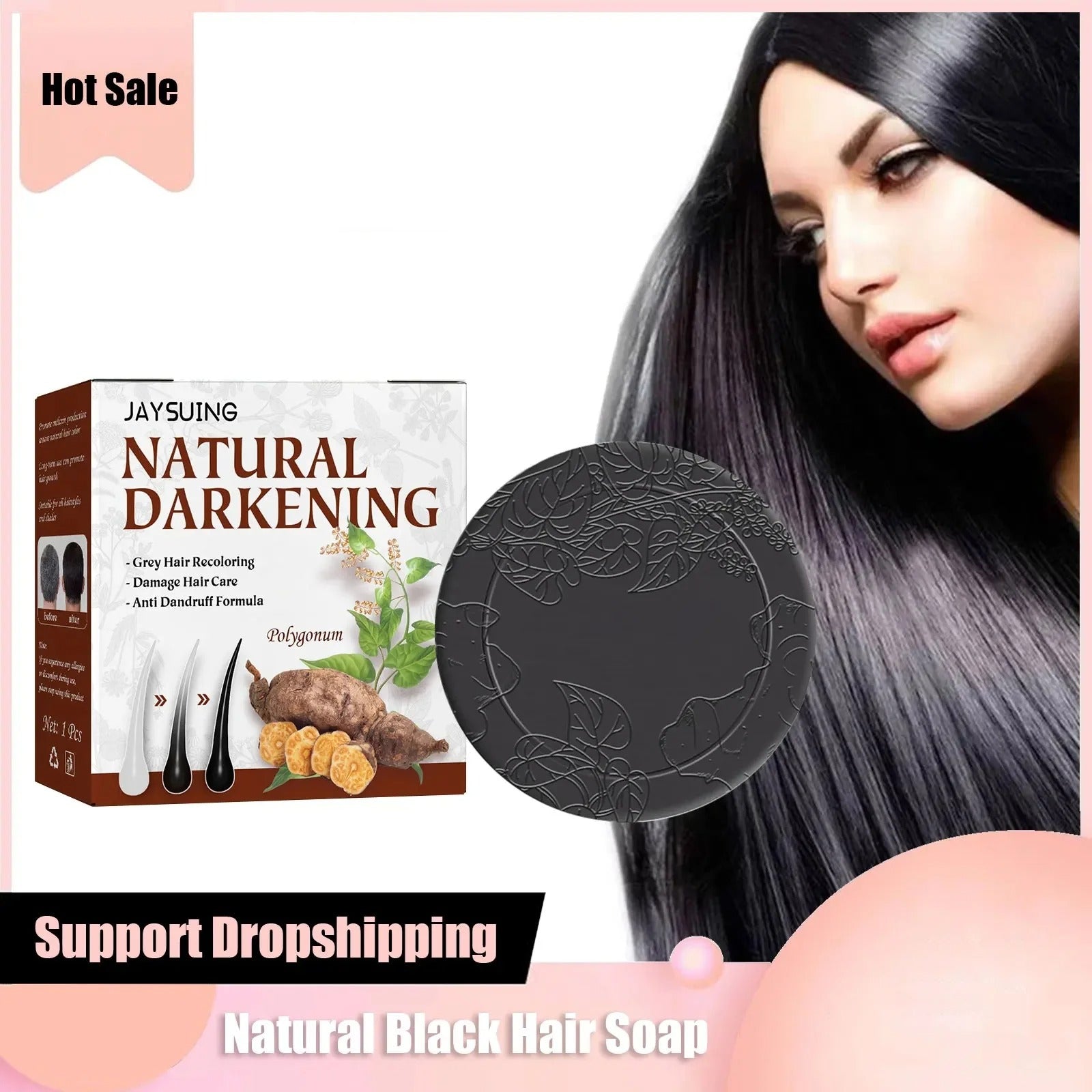 New Hair Darkening Shampoo Bar Natural Organic Conditioner Anti-Grey, Herbal Color Restore