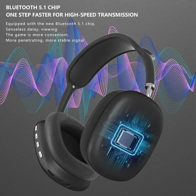 Echo Wave P9 Wireless Bluetooth Headphones Noise Cancelling, Waterproof, Deep Bass, Built-in Microphone